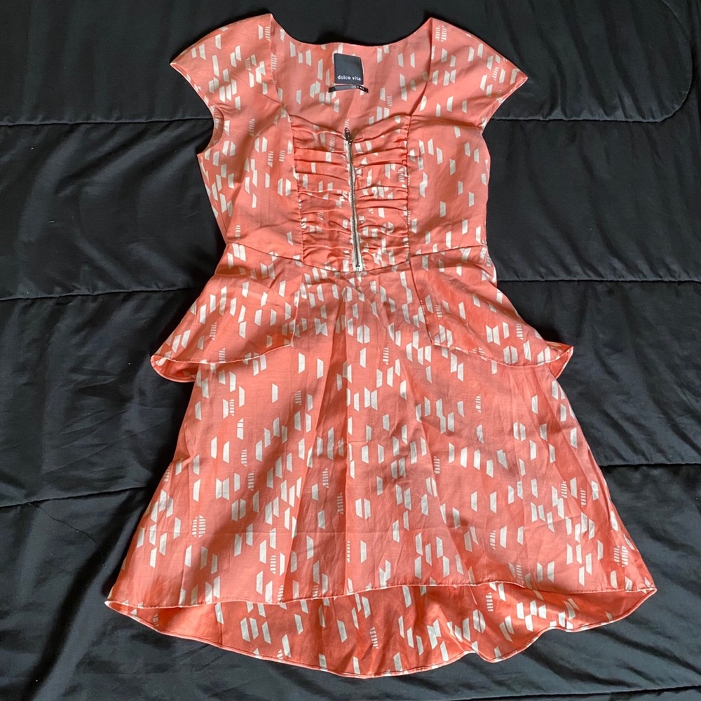Dolce Vita Silk Retro Orange Zip Dress